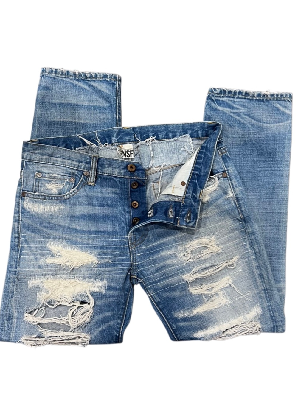 NSF Mid Rise Slim Straight Slouch Jean Destroyed Size 27
